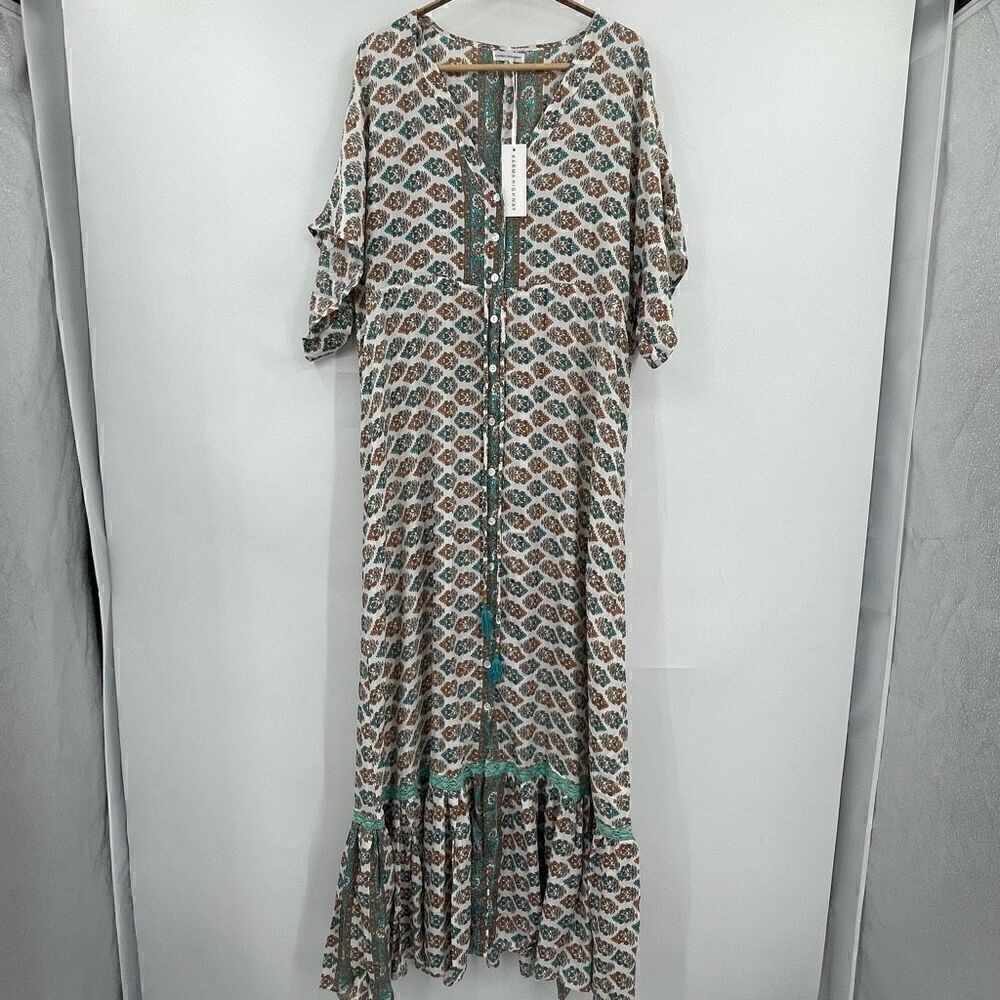 Karma Highway Multicolor Floral Tiered Button Down Maxi Dress One Size NWT